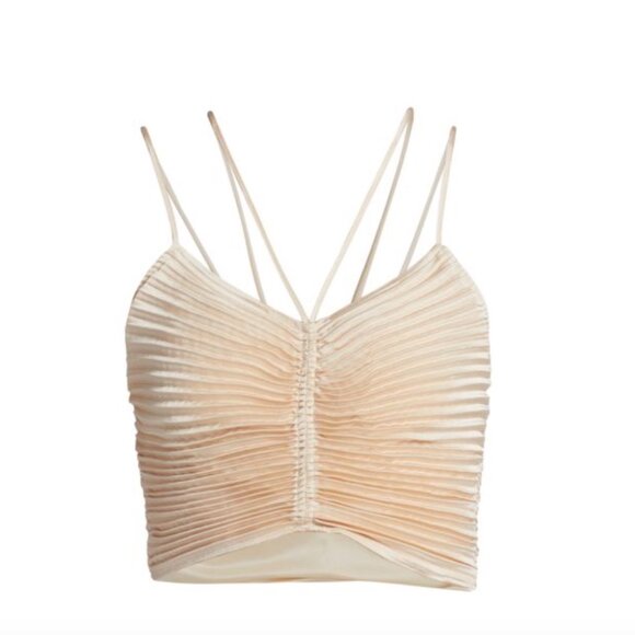 A.L.C. Cream Pleated Crop Top - Picture 4 of 10